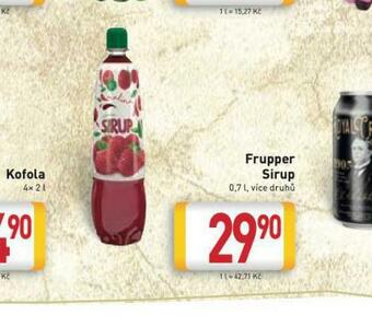 Billa Frupper sirup nabídka