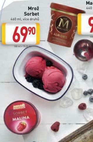 Billa Mrož sorbet nabídka