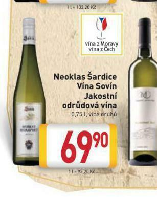 Billa Neoklas šardice vína sovín nabídka