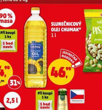 Penny Market Slunečnicový olej chumak nabídka