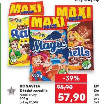 Kaufland Bonavita dětské cereálie nabídka