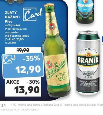 Kaufland Pivo zlatý bažant nabídka