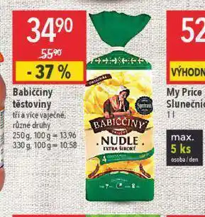 Globus Babiččiny těstoviny nabídka
