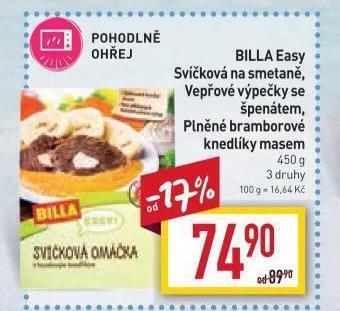 Billa Svíčková na smetaně nabídka