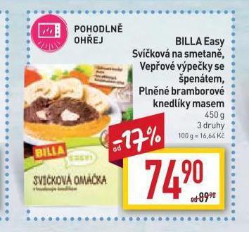 Billa Plněné bramborové knedlíky masem nabídka