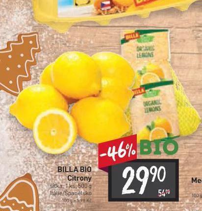 Billa Bio citrony nabídka