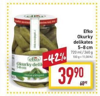 Billa Efko okurky nabídka