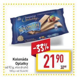 Billa Kolonáda oplatky nabídka