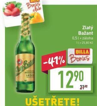Billa Pivo zlatý bažant nabídka