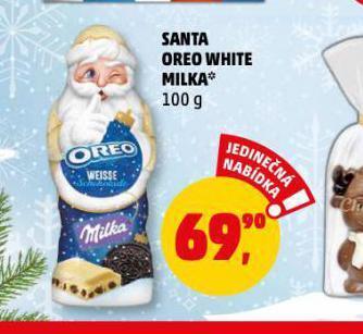 Penny Market Santa oreo white milka nabídka