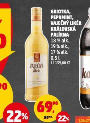 Penny Market Griotka, pepermint, vaječný likér královská palírna nabídka