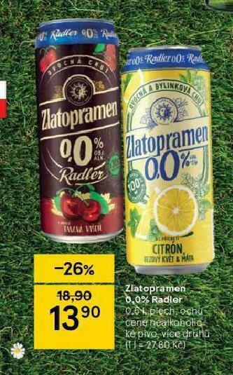 Tesco Zlatopramen 0,0% radler nabídka