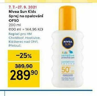 Tesco Nivea sun kids sprej na opalování of50 nabídka