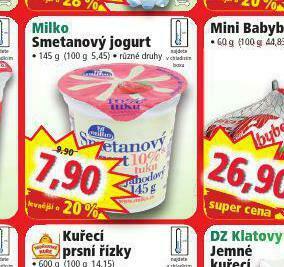 Norma Milko smetanový jogurt nabídka
