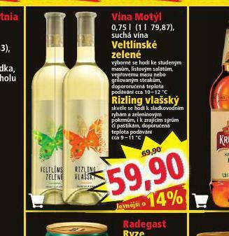 Norma Vína motýl rizling vlašský nabídka