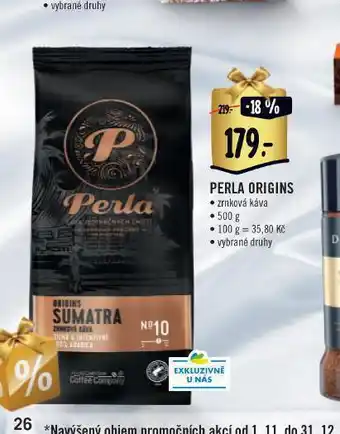 Jip Perla origins zrnková káva nabídka