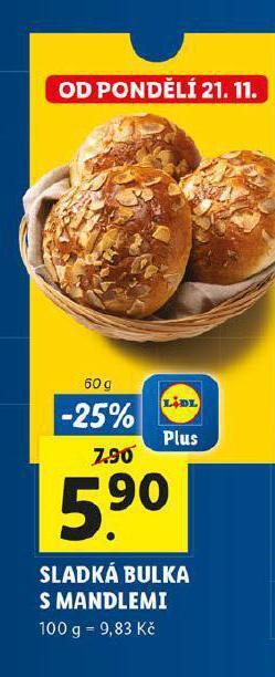 Lidl Sladká bulka s mandlemi nabídka