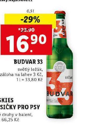 Lidl Pivo budvar 33 nabídka