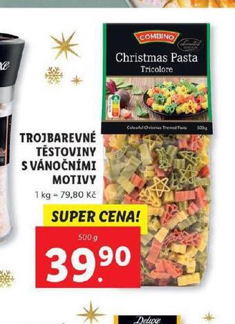 Lidl Trojbarevné těstoviny s vánočními motivy nabídka
