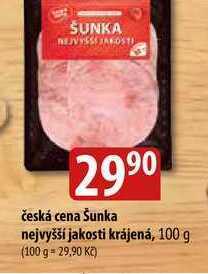 Bala Česká cena šunka nejvyšší jakosti krájená, 100 g nabídka