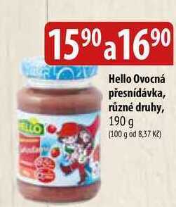 Bala Hello ovocná přesnídávka, různé druhy, 190 g nabídka