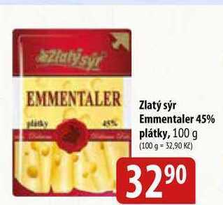 Bala Zlatý sýr emmentaler 45% plátky, 100 g nabídka