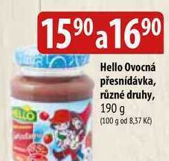 Bala Hello ovocná přesnídávka, různé druhy, 190 g nabídka