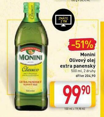 Billa Monini olivový olej extra panenský nabídka