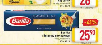 Billa Barilla těstoviny semolinové nabídka