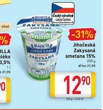 Billa Jihočeská zakysaná smetana nabídka