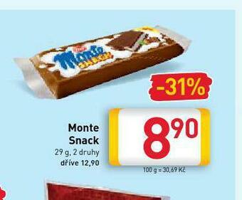 Billa Monte snack nabídka
