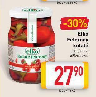 Billa Efko feferony nabídka