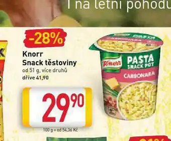 Billa Knorr snack těstoviny nabídka