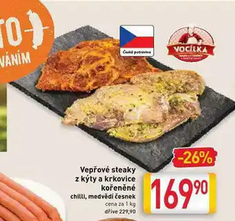 Billa Vepřové steaky z kýty a krkovice nabídka
