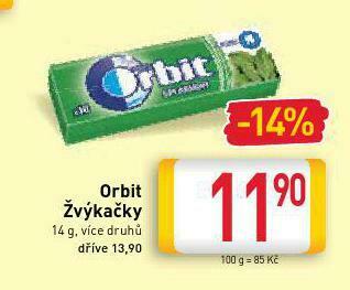 Billa Orbit žvýkačky nabídka