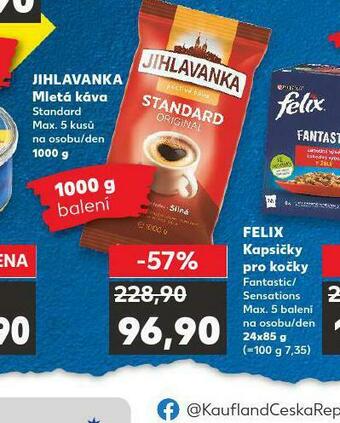 Kaufland Jihlavanka mletá káva nabídka