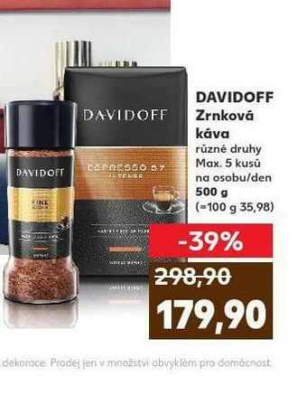 Kaufland Davidoff zrnková káva nabídka