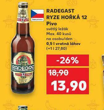 Kaufland Pivo radegast ryze hořká 12 nabídka