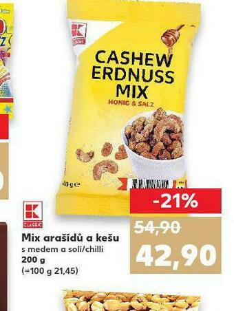 Kaufland Mix arašídů a kešu nabídka