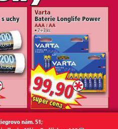 Norma Varta baterie longlife power nabídka