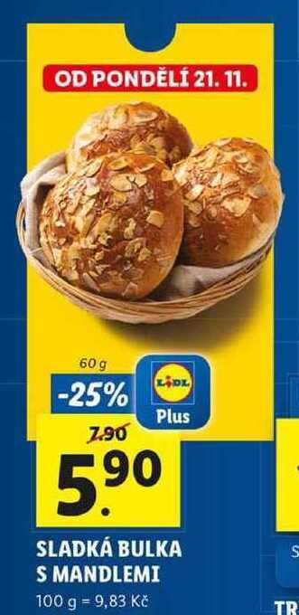 Lidl Sladká bulka s mandlemi, 60 g nabídka