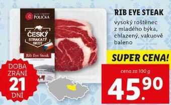 Lidl Rib eye steak, cena za 100 g nabídka