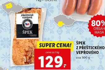 Lidl Špek z přeštického vepřového, cena za 1 kg nabídka