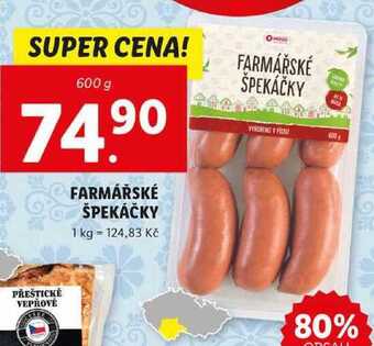Lidl Farmářské špekáčky, 600 g nabídka