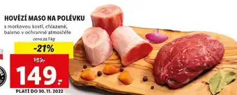 Lidl Hovězí maso na polévku, cena za 1 kg nabídka