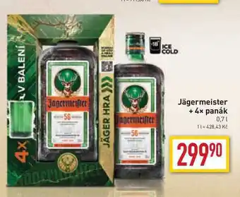 Billa Jägermeister + 4x panák 0,7l nabídka