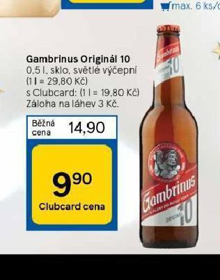 Tesco Pivo gambrinus originál nabídka