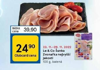 Tesco Šunka zvonařka nejvyšší jakosti nabídka