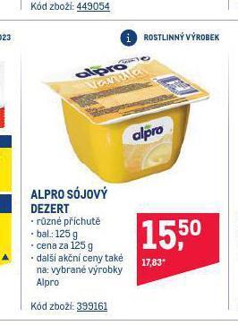 Makro Alpro sójový dezert nabídka
