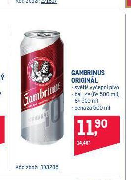 Makro Pivo gambrinus nabídka